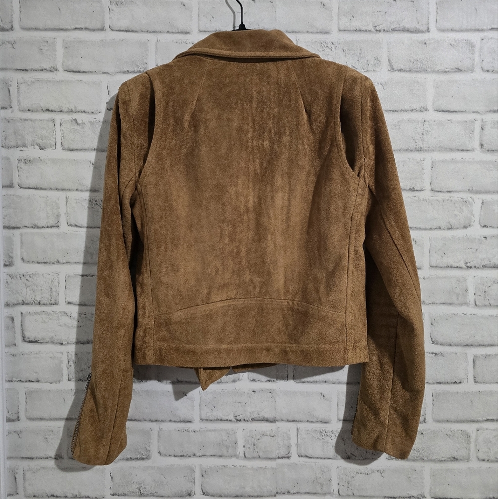 Lulus Faux Suede Moto Jacket Tan size S - Picture 5 of 11